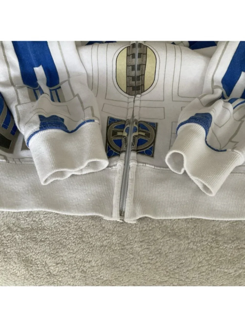 Star Wars R2-D2 Children’s Zip Up Hoodie Sweatshirt White Sz 7-8 Medium Disney